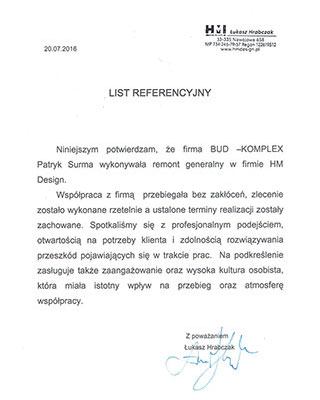 List Referencyjny HM Łukasz Hrebczak